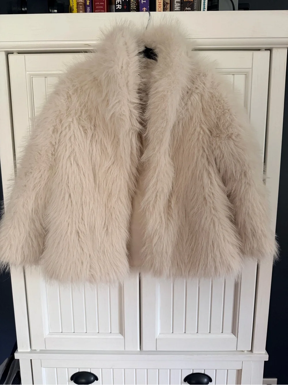 H&M Cream Faux Fur Jacket - Plush Open Front